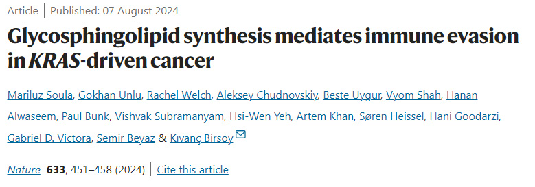 糖鞘脂合成介導KRAS驅動的癌癥免疫逃避