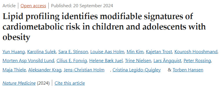 
脂質(zhì)分析確定了肥胖兒童和青少年心臟代謝風(fēng)險(xiǎn)的可改變特征