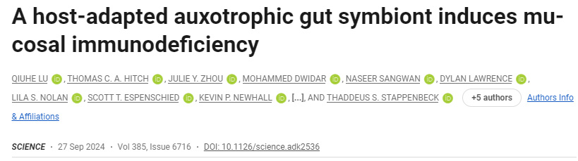 
宿主適應(yīng)的營養(yǎng)缺陷型腸道共生體誘導(dǎo)粘膜免疫缺陷