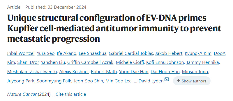 EV-DNA的獨特結構配置啟動庫普弗細胞介導的抗腫瘤免疫，以防止轉移進展