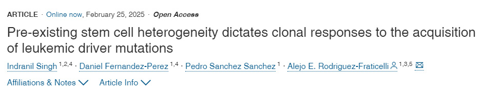 預先存在的干細胞異質性決定了克隆對白血病驅動突變獲得反應