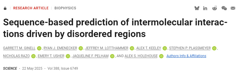  基于序列的由無序區域驅動的分子間相互作用預測