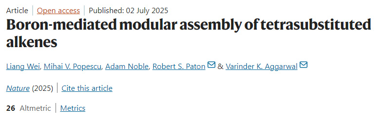 硼介導的四取代烯烴模塊化組裝