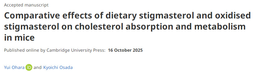 膳食豆甾醇與氧化豆甾醇對小鼠膽固醇吸收和代謝影響的比較研究