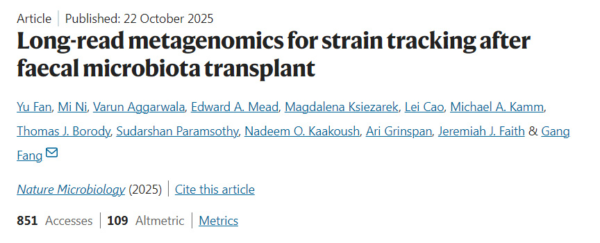 糞菌移植后應(yīng)用長(zhǎng)讀長(zhǎng)宏基因組學(xué)進(jìn)行菌株追蹤