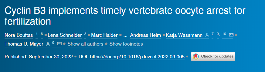 兩種蛋白質“Cyclin B3”和“Emi2”的相互作用以及它們對該過程時間表的影響