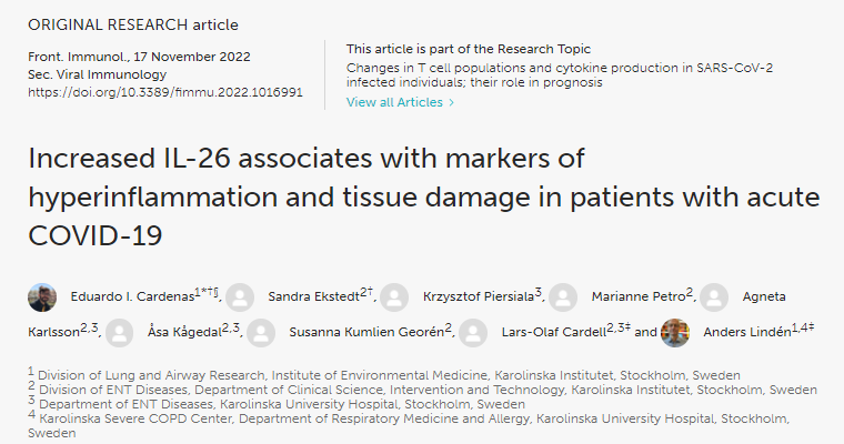 IL-26是嚴重COVID-19的一種潛在生物標志物 IL-26是嚴重COVID-19的一種潛在生物標志物