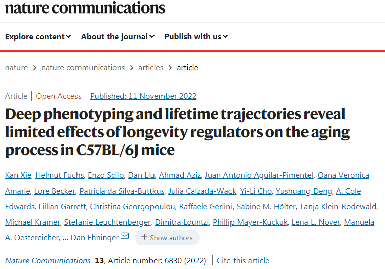 通過小鼠測試，發現三種抗衰老療法對衰老的假定影響基本上無效