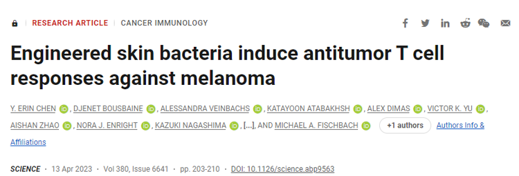 研究通過(guò)表達(dá)固定在分泌蛋白或細(xì)菌表面蛋白上的腫瘤抗原改造皮膚細(xì)菌表皮葡萄球菌來(lái)，測(cè)試其驅(qū)動(dòng)抗腫瘤免疫反應(yīng)的能力