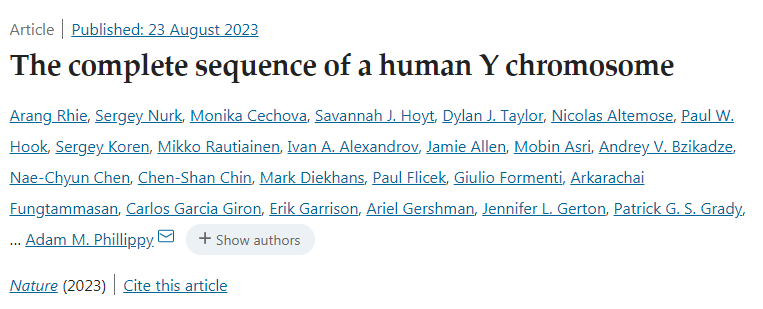 Y染色體的基因組區域終于被完全測序