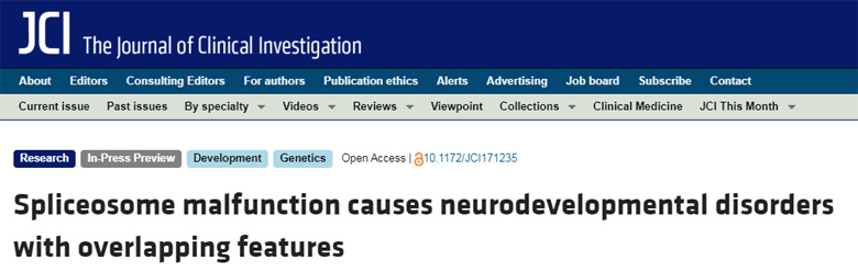 剪接體功能障礙導致具有重疊特征的神經發育障礙