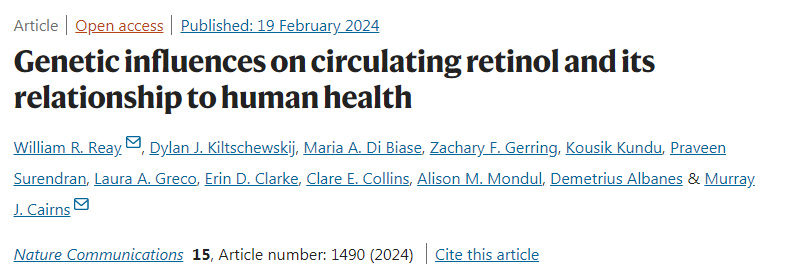 基因對循環視黃醇的影響及其與人體健康的關系