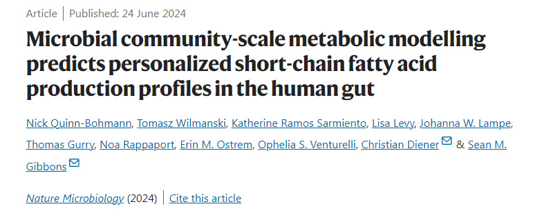微生物群落規(guī)模的代謝模型預(yù)測人類腸道中個性化的短鏈脂肪酸生產(chǎn)概況