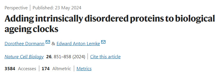 在生物衰老時鐘中添加內在無序蛋白質 在生物衰老時鐘中添加內在無序蛋白質