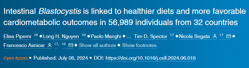 來自32個國家的56989名患者的腸道芽囊炎與更健康的飲食和更有益的心臟代謝結果有關 來自32個國家的56989名患者的腸道芽囊炎與更健康的飲食和更有益的心臟代謝結果有關