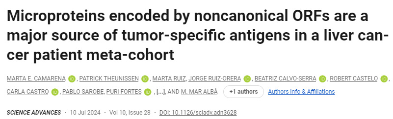 在癌癥患者中,由非基因ORF編碼的微蛋白是腫瘤特異性抗原的主要來源 在癌癥患者中,由非基因ORF編碼的微蛋白是腫瘤特異性抗原的主要來源